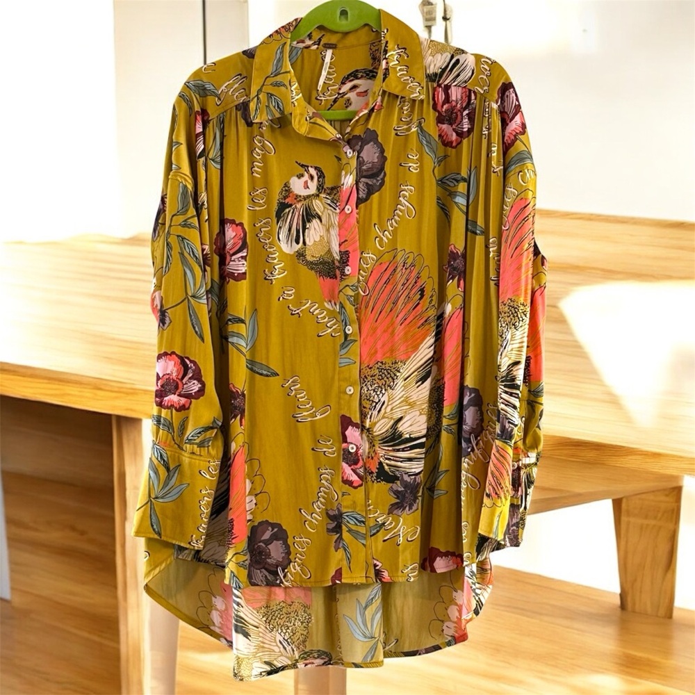Free People Silky Nights Button Down Blouse
